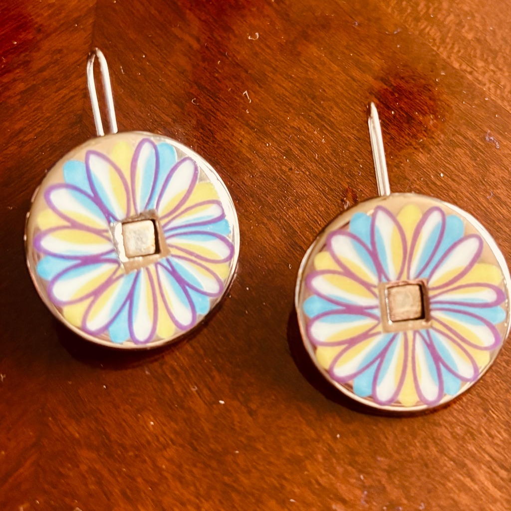 Bernard Limoges Porcelain Flower Earrings, Unique, Mint Condition